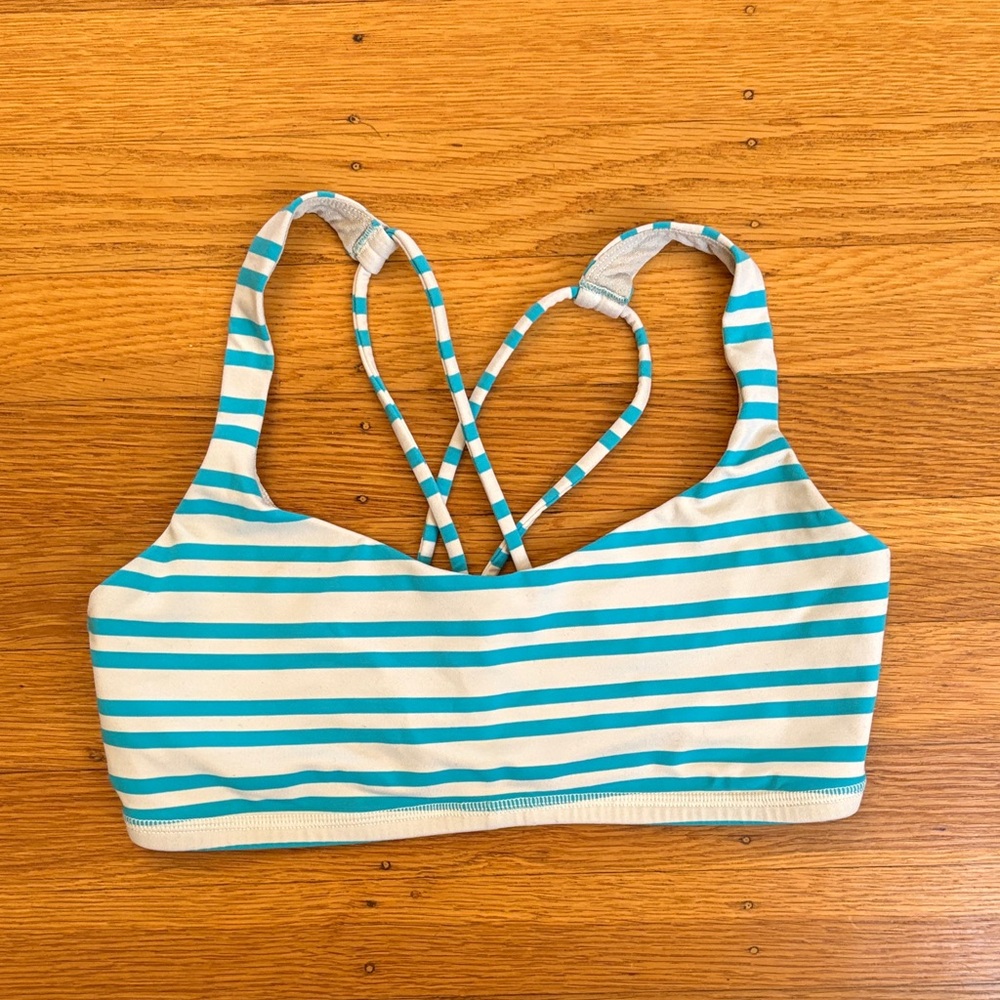 Lululemon - size 6; Striped Blue and White Sports Bra